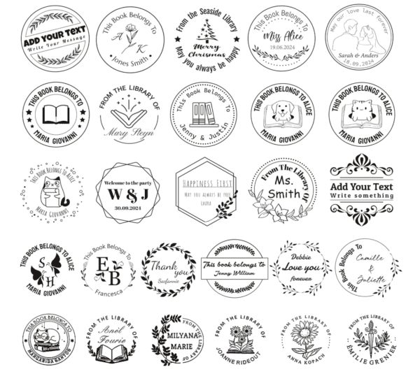 A bunch of different logos that are in black and white